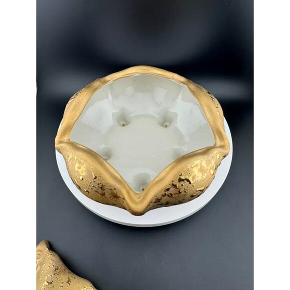 Mid Century Weeping Gold Piece - Footed, Lidded Dish - Picture 4 of 7